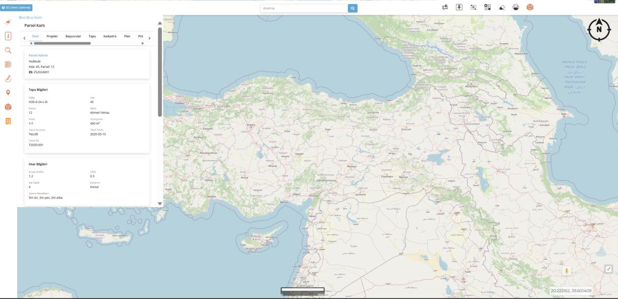 Harita ve Parsel Görüntüleme Ekranı